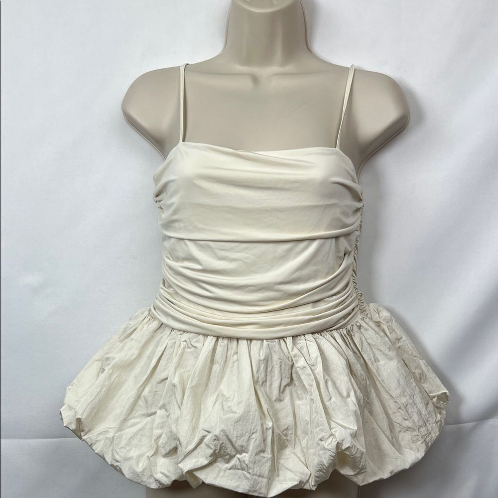 Future collective champagne ruched peplum bubble top NWT size Medium